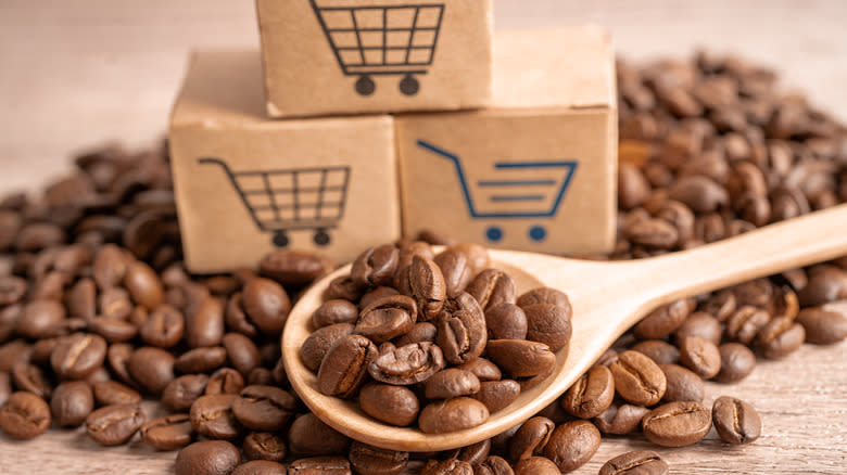 coffee beans in spoon