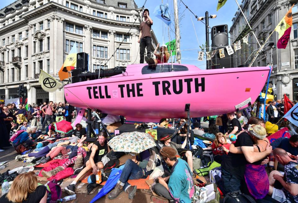 Extiction Rebellion activists in Oxford Circus, London, earlier this year (Leon Neal/Getty Images)