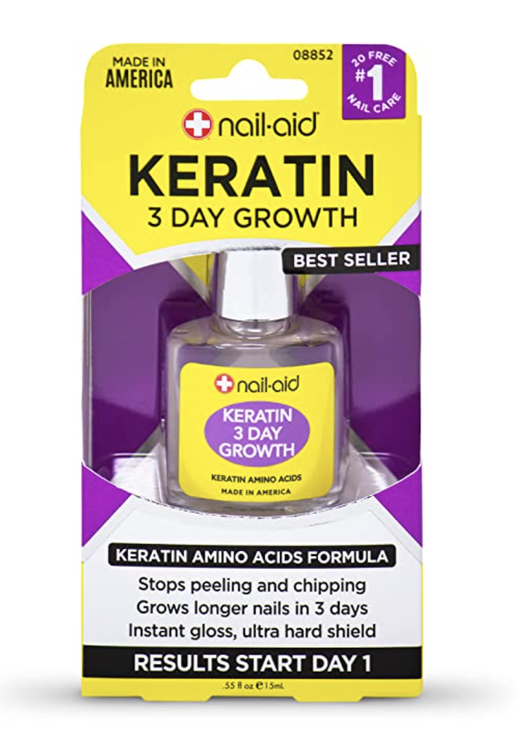 <p><a href="https://www.amazon.com/NAIL-AID-Keratin-Growth-Clear-Fluid/dp/B06XYNHFF2/ref=sr_1_7?crid=4Y6NXY0SWK9&keywords=nail+strengthener&qid=1686594853&sprefix=nail+stren%2Caps%2C106&sr=8-7&tag=syn-yahoo-20&ascsubtag=%5Bartid%7C2140.g.44105947%5Bsrc%7Cyahoo-us" rel="nofollow noopener" target="_blank" data-ylk="slk:Shop Now;elm:context_link;itc:0;sec:content-canvas" class="link ">Shop Now</a></p><p>Keratin Growth Treatment </p><p>$3.88</p>