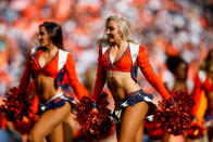 <p>Denver Broncos cheerleaders perform during a game between the Denver Broncos and the Dallas Cowboys at Sports Authority Field at Mile High on September 17, 2017 in Denver, Colorado. (Photo by Justin Edmonds/Getty Images) </p>