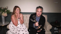 <p>Mark Ruffalo used his moment <a href="https://ew.com/awards/emmys/mark-ruffalo-wins-lead-actor-limited-series-or-movie-2020-emmys/" rel="nofollow noopener" target="_blank" data-ylk="slk:winning the Emmy;elm:context_link;itc:0;sec:content-canvas" class="link ">winning the Emmy</a> for Lead Actor in a Limited Series or Movie, for HBO’s <i>I Know This Much Is True</i>, as a call to action. The series “asks a big question: How are we going to deal and honor and take care of each other and our most vulnerable people? And we do that with love and we do that with compassion and we do that by fighting for them. And that’s what we have to do today. We have to come together with love for each other, and if you have privilege, you have to fight for those who are less fortunate and are more vulnerable — and that’s what's great about America.</p> <p>“We have a big, important moment ahead of us,” the actor continued. “Are we going to be a country of division, hatred, and a country only for a certain kind of people? Or are we going to be one of love and strength and fighting for those, all of us, so all of us have the American dream?” he asked, before reminding viewers to vote: “Vote for love and compassion and kindness.”</p>