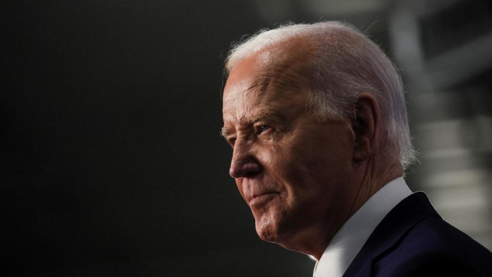 PHOTO: President Joe Biden looks on as he deliver remarks at the Westwood Park YMCA in Nashua, New Hampshire, May 21, 2024. (Leah Millis/Reuters)