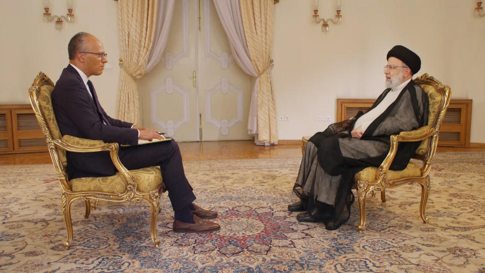 Iranian President Ebrahim Raisi speaks with NBC News' Lester Holt in Tehran.  (NBC News)