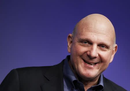 Microsoft Chief Executive Officer Steve Ballmer speaks at the launch event of Windows 8 operating system in New York, in this file picture taken October 25, 2012. REUTERS/Lucas Jackson/Files