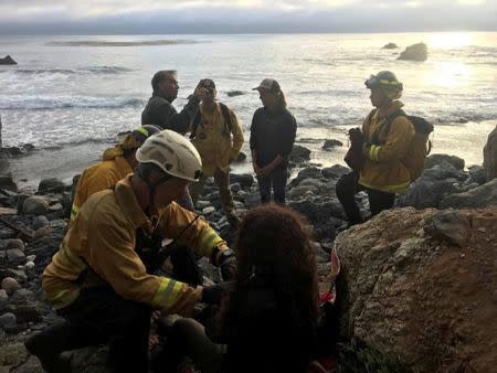 Angela Hernandez is found at the bottom of a cliff in Monterey County, California, July 13, 2018, in picture obtained via social media. Monterey County Sheriff's Office/via REUTERS