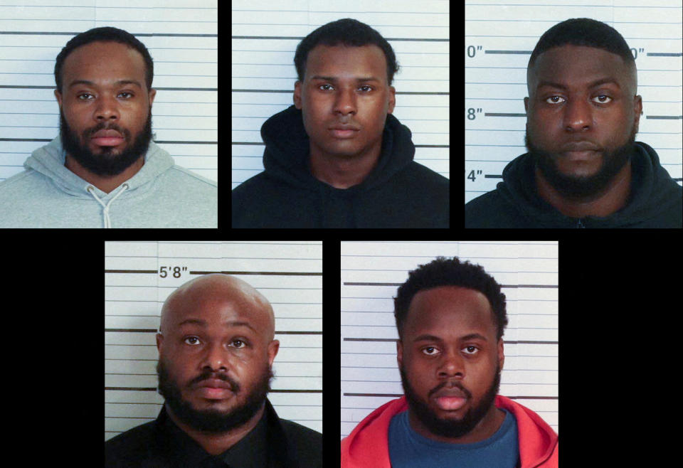 Mug shots of Demetrius Haley, Justin Smith, Emmitt Martin III, Tadarrius Bean and Desmond Mills Jr.