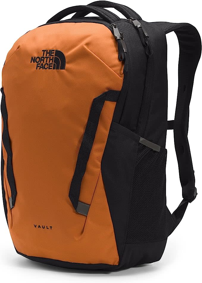 Orange and black backpack