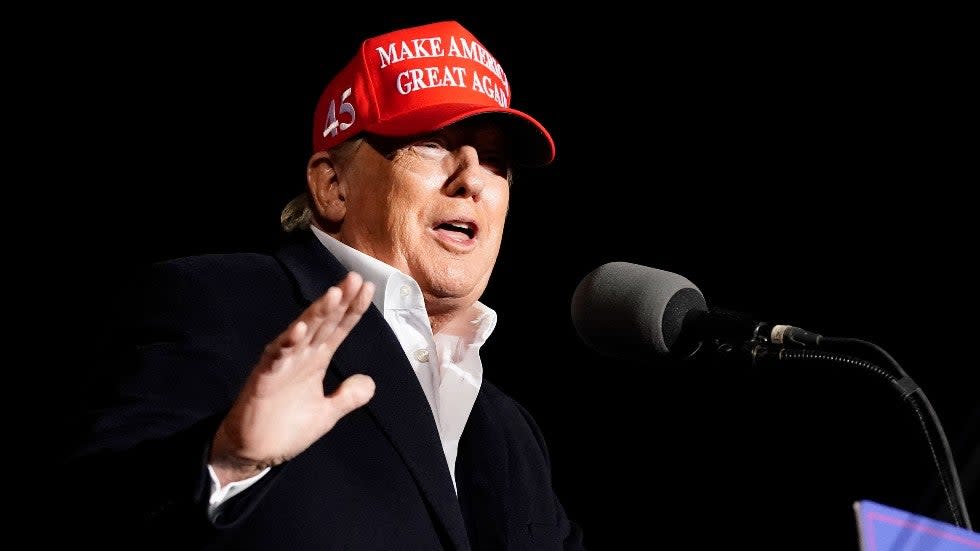 Former President Donald Trump speaks at a rally, Saturday, Jan. 15, 2022, in Florence, Ariz.