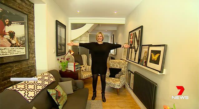 Owner Aimee Luther can almost touch the sides of her home. Source: 7News