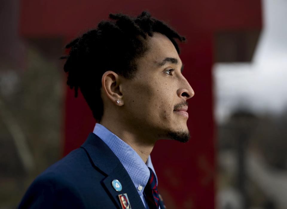 MJ Powell, community organizer, equity advocate and political science major, is photographed at the University of Utah campus in Salt Lake City on Wednesday, Feb. 21, 2024. | Laura Seitz, Deseret News