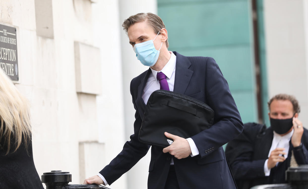 Television presenter Dr Christian Jessen arrives at Belfast High Court to give evidence in defamation proceedings taken against him by First Minister Arlene Foster. Picture date: Friday April 23, 2021.