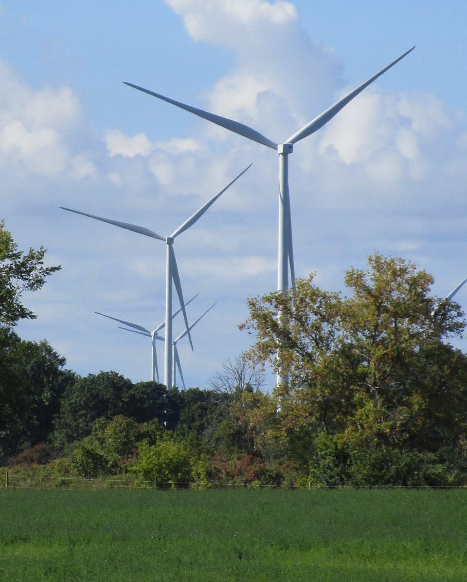 Wind turbines near Rosebush, Michigan, are part of the Isabella Wind project. It has been cited by representatives of Apex Clean Energy, which developed the project, as a good example of what is planned with Honey Creek Wind in Crawford County.