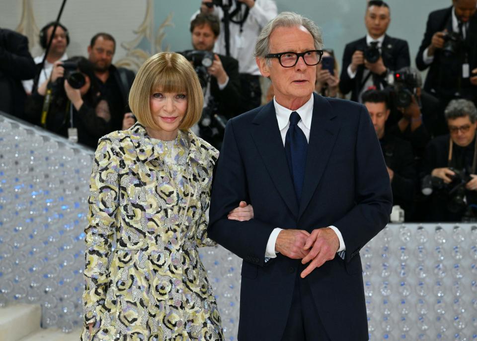 Vogue Editor-in-Chief Anna Wintour and English actor Bill Nighy arrive for the 2023 Met Gala. (Getty Images)