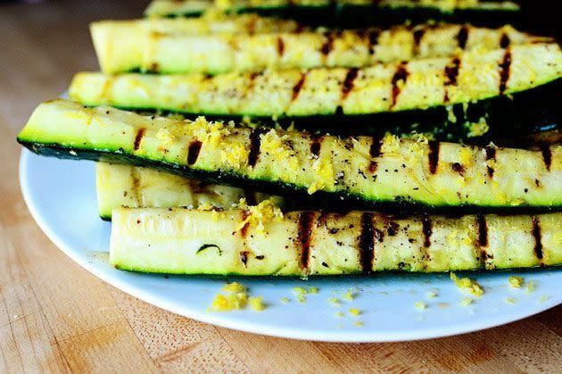 grilled zucchini with lemon zest