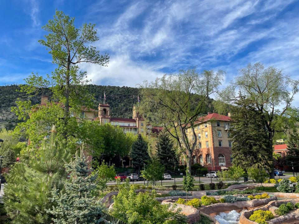 The exterior of the Hotel Colorado in Glenwood Springs, Colorado.