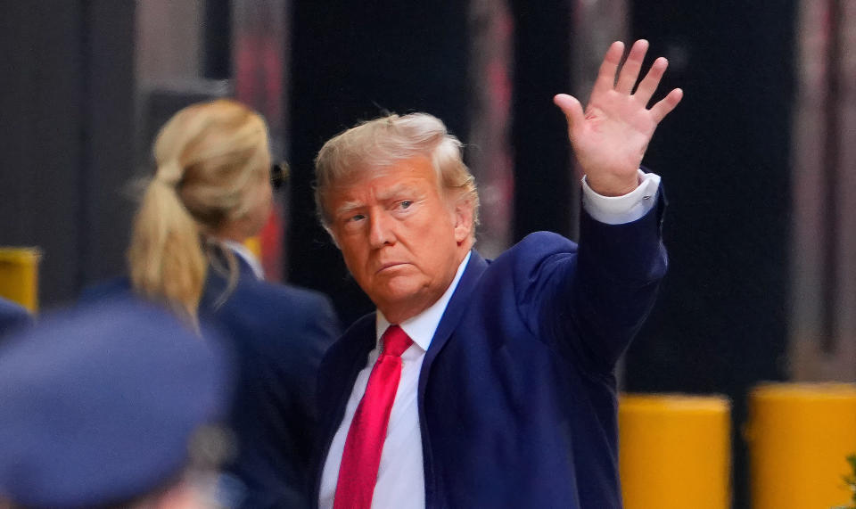 Donald Trump arrives at Trump Tower on April 3, 2023 in New York City. / Credit: Photo by Gotham/GC Images/Getty Images