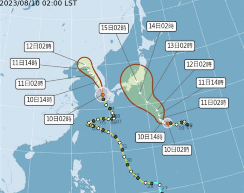 蘭恩預測路徑出爐。（圖／翻攝自氣象局）