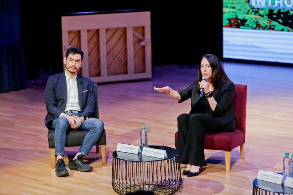 Tremendous Entertainment Chairman Datuk Jared Lim (left) and CEO Chantal Prudhomme at the Sound of Music press conference. — Picture courtesy of Base Entertainment Asia