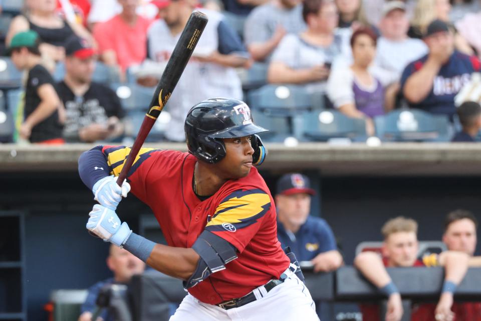 Detroit Tigers outfielder Justyn-Henry Malloy plays for Triple-A Toledo on June 24, 2023, at Fifth Third Field in Toledo Ohio.
