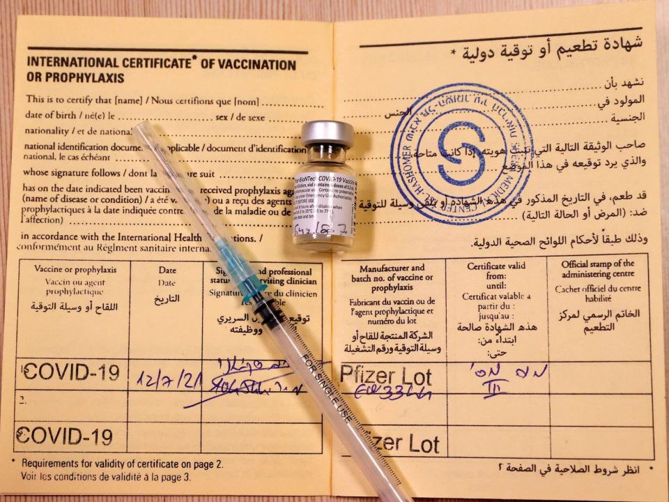 israeli covid vaccine card