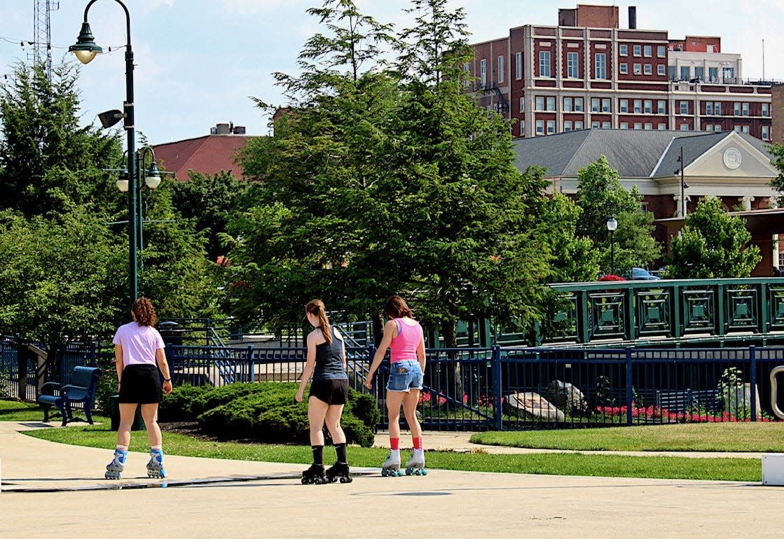 The city of Elkhart has temporarily turned its NIBCO Water and Ice Park into a roller rink, as seen here in June 2024.