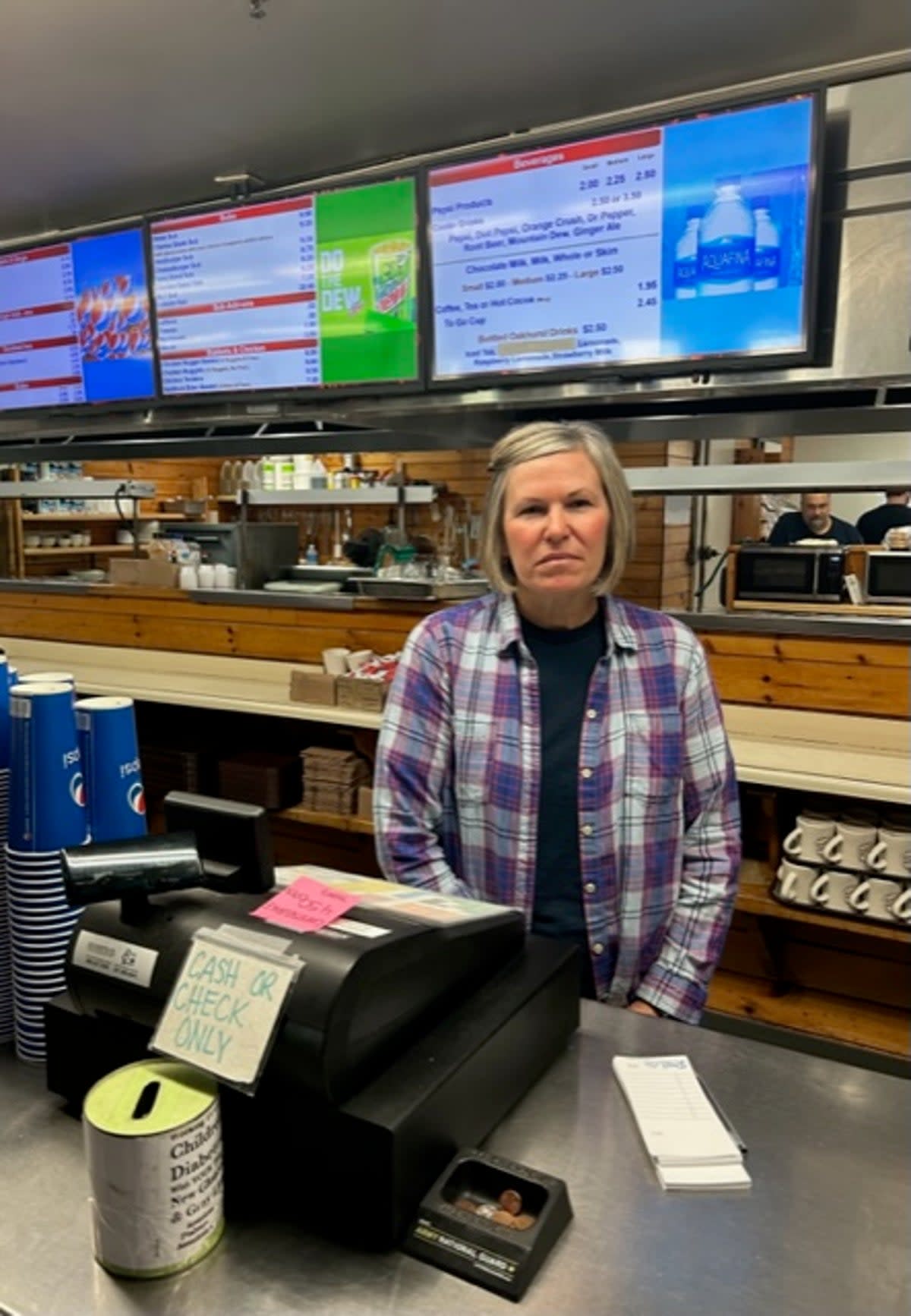 Cindy Roy, whose husband’s family has owned Roy’s All Steak Hamburgers for decades, said everyone in the town knew someone affected by the violence (Sheila Flynn)