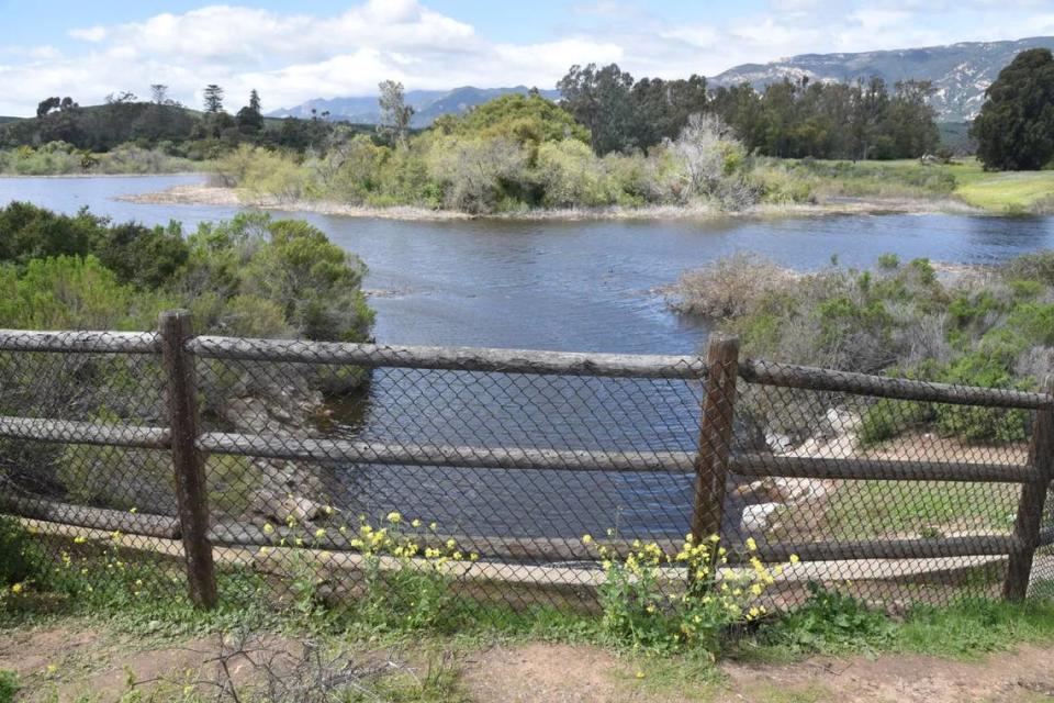 The outlet near the dam at Lake Los Carneros in Goleta.