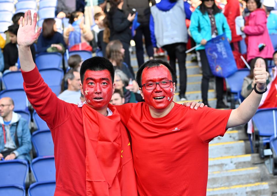 Spectators of China arrive to support their national team during the match between South Africa and China for the FIFA Women's World Cup group B first round soccer match at Parc des Princes Stadium in Paris, France on June 13, 2019. The FIFA Women's World Cup France 2019 will take place in France from 7 June until 7 July 2019. (Photo by Mustafa Yalcin/Anadolu Agency/Getty Images)