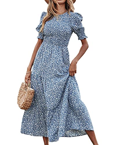 PRETTYGARDEN Women's Summer Maxi Dress Casual Boho Sleeveless Spaghetti  Strap Smocked Tiered Long Beach Sun Dresses