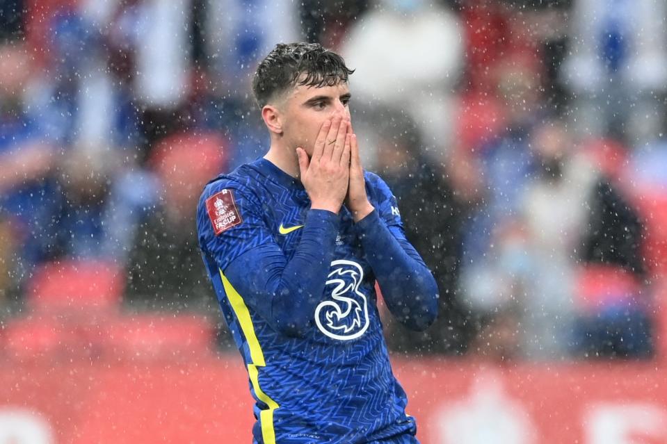 <p>Chelsea’s Mason Mount was denied by a superb Kasper Schmeichel save at Wembley</p> (The FA via Getty Images)