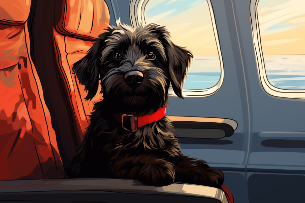 Puppy on plane