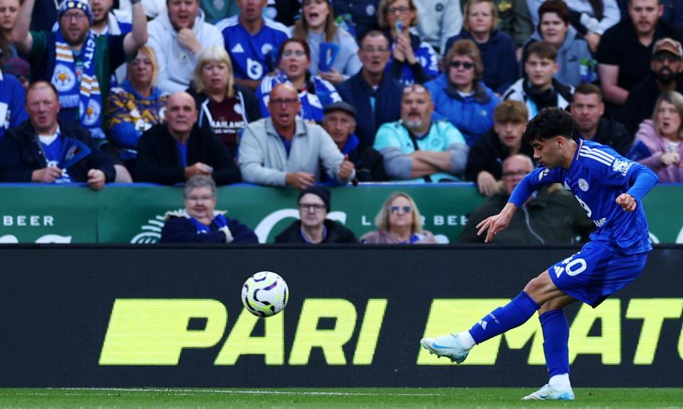 <span>Leicester's Facundo Buonanotte scores their winning goal against Bournemouth.</span><span>Photograph: Andrew Boyers/Action Images/Reuters</span>