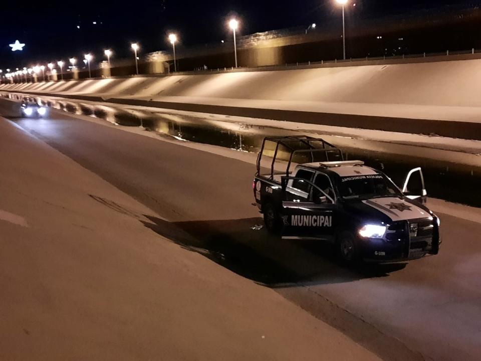 Juárez police patrol along the Mexican side of the Rio Grande in 2021. The patrols are in conjunction with the U.S. Border Patrol on the El Paso side of the river.