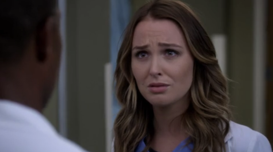 Dr Jo Wilson on Grey's Anatomy looking upset