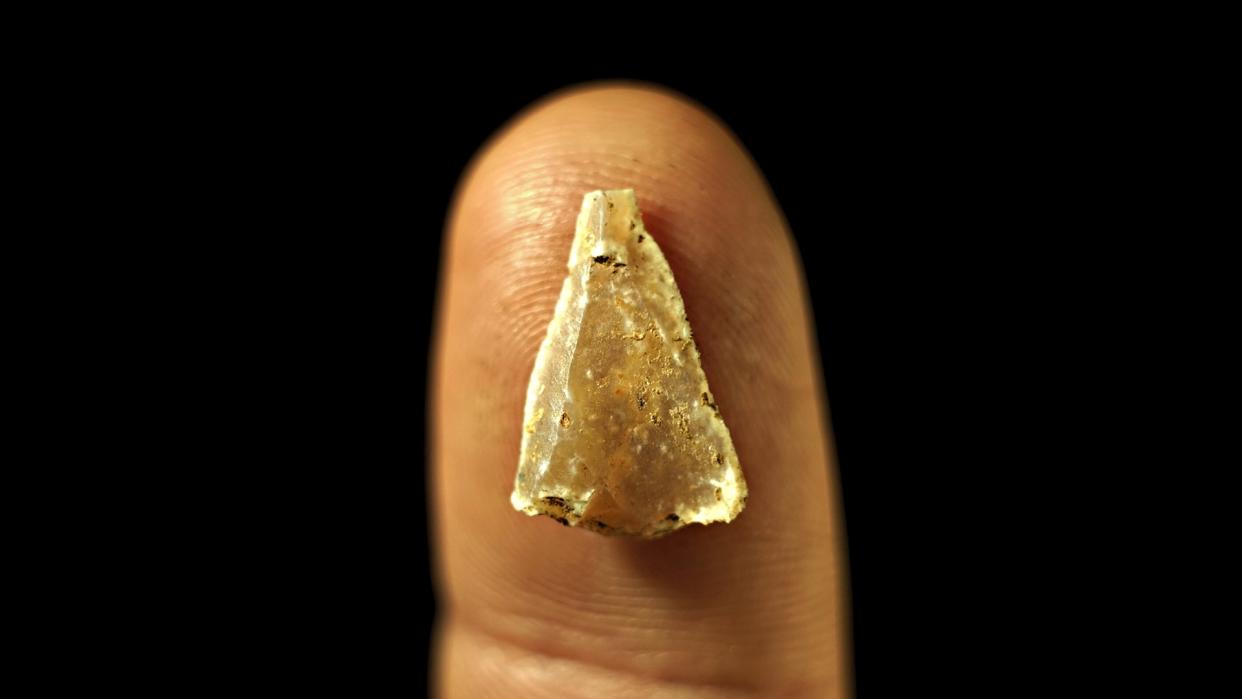 The study describes dozens of stone points, some of them tiny, which were used by Homo sapiens as arrowheads about 54,000 years ago. 
