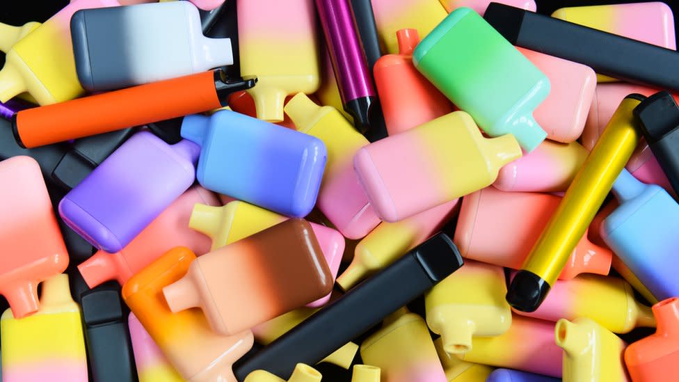 Colourful vapes, which are disposable or single-use