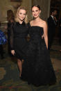 Reese Witherspoon wears a LBD while Natalie Portman wows in a strapless, black ballgown by Dior. <em>[Photo: Getty]</em>