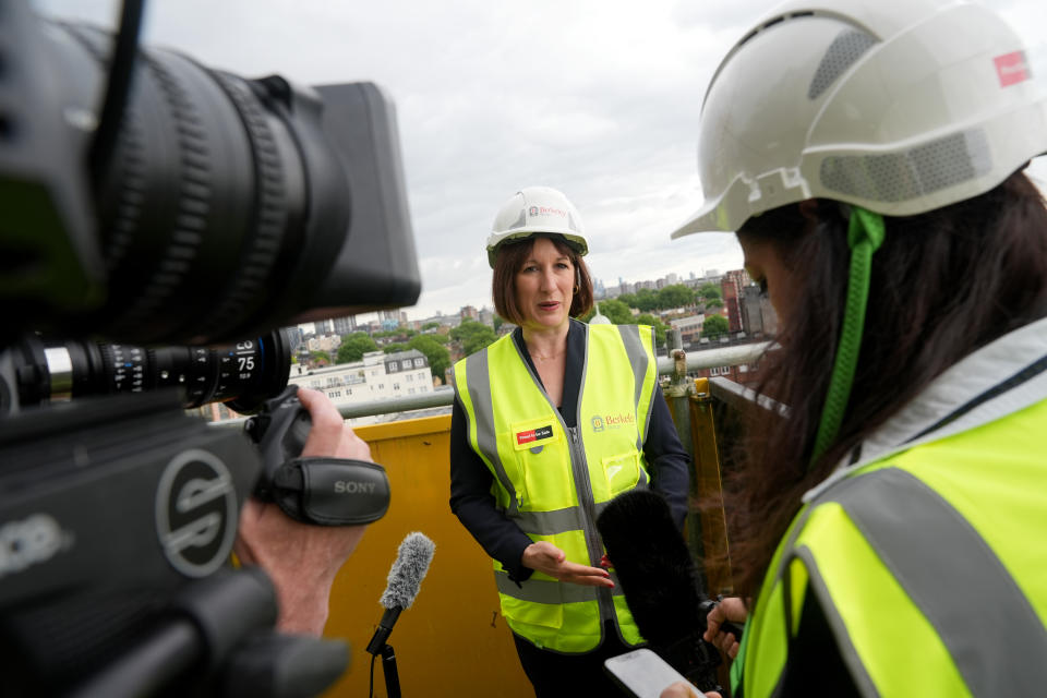 Chancellor Rachel Reeves speaks to media on Tuesday having set out her plans for house building. (PA)                              