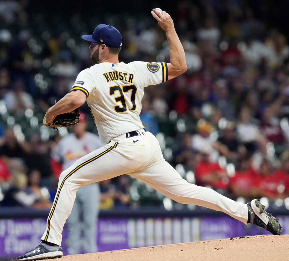 Brewers starter Adrian Houser allowed three hits, four runs and two walks with five strikeout in five innings Tuesday night.