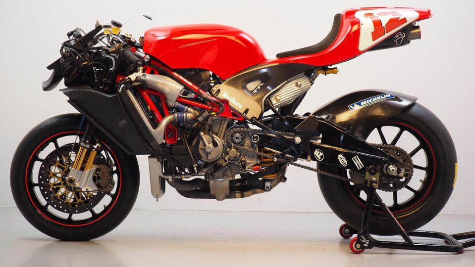 A 2003 Ducati GP3 race bike, ridden by MotoGP's Troy Bayliss.