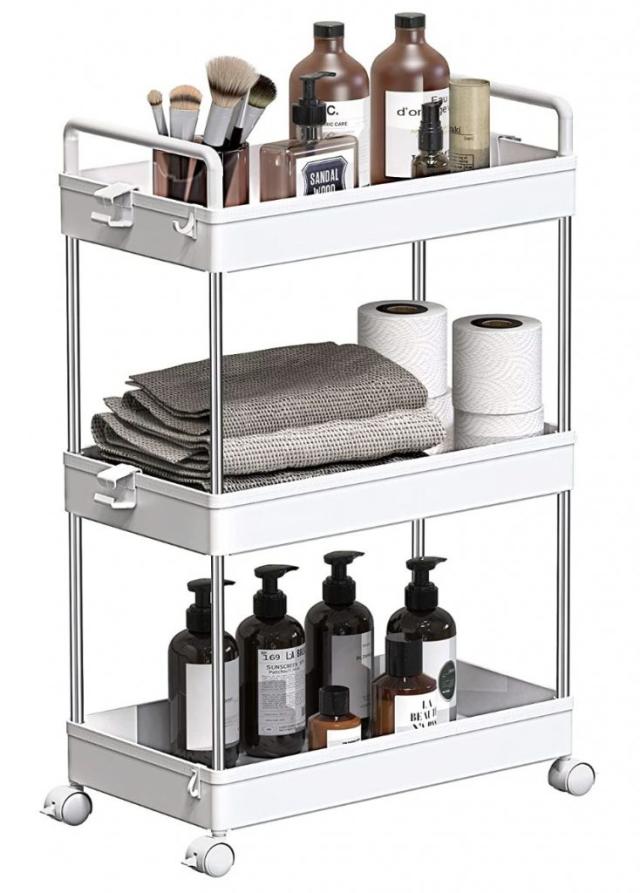 PUILUO Under Sliding Cabinet Basket Organizer, 2 Tier Under Sink