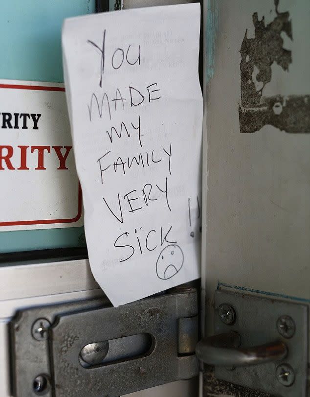 Families affected by the illness have posted notes in response to the poorly written response from the bakery. Photo: AAP