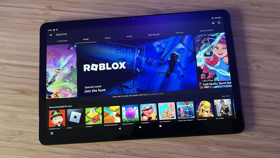 Amazon app store running on Amazon Fire Max 11