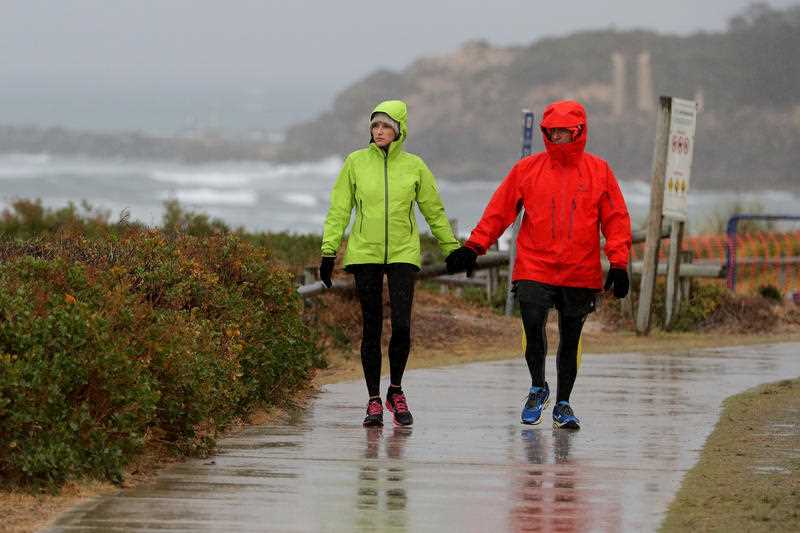 Members of the public are seen walking near Leighton Beach in Perth.