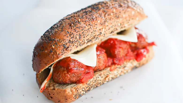 Meatball and cheese sandwich