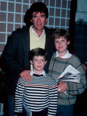 <p>Ron Galella/Ron Galella Collection/Getty</p> Alan Thicke and sons Brennan Thicke and Robin Thicke are photographed on January 15, 1986 at Bistro Restaurant in Beverly Hills, California.