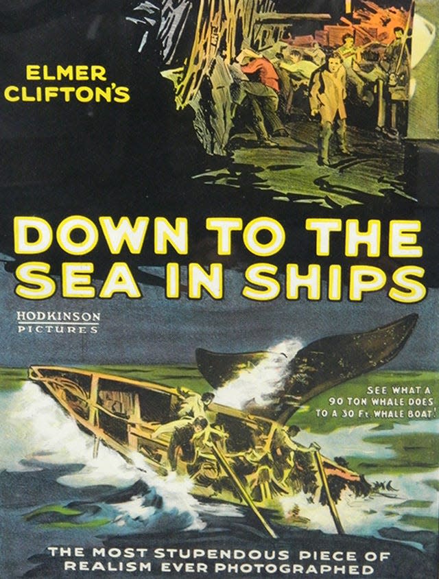 A movie poster for the film "Down to the Sea in Ships."