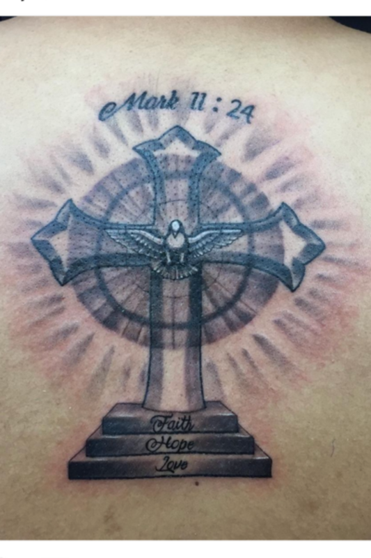 Mark 11:24 cross tattoo <p>Geztattoo</p>