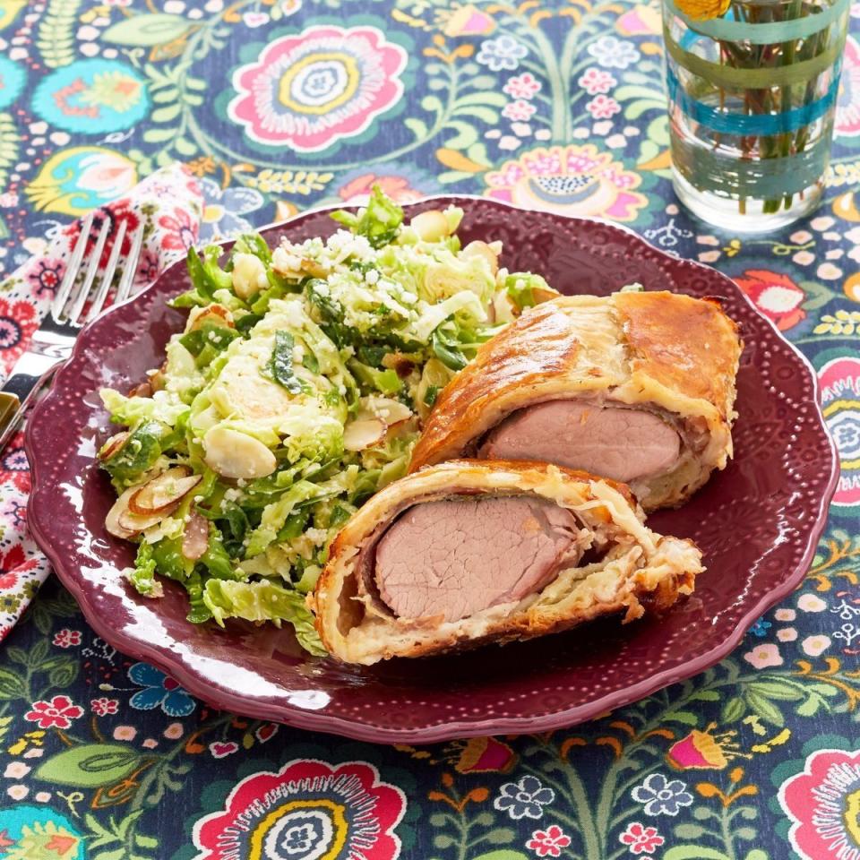 puff pastry pork with brussels sprouts slaw