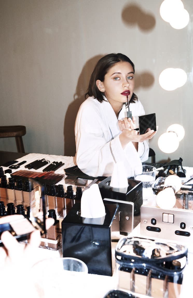 Iris Law's taking on the beauty scene, one lip shade at a time. (Photo Courtesy of Burberry).